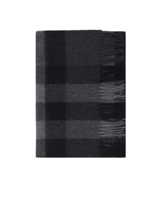 Burberry Blue Checked Fringed Scarf