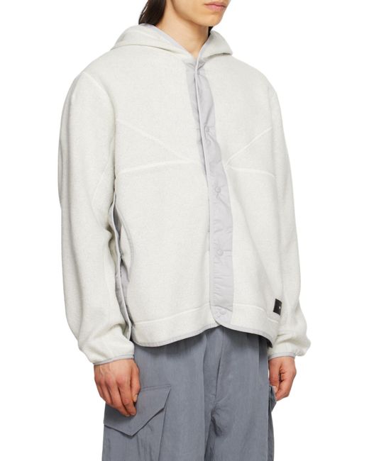 Y-3 White Fleece Hooded Jacket for men