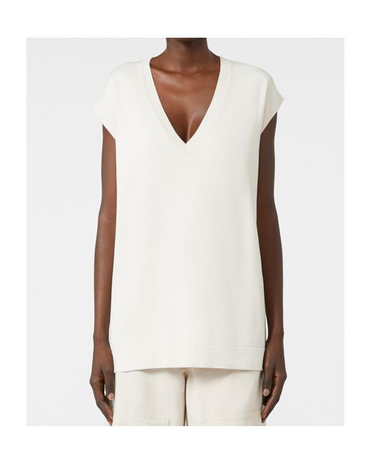 Weekend by Maxmara White Viscose Yarn Gilet