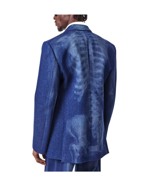 Off-White c/o Virgil Abloh Blue Body Scan Relax Denim Double Jacket for men