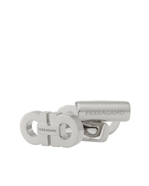 Ferragamo White Double Gancini Cufflinks for men