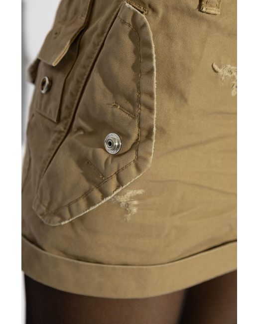 DSquared² Natural Pocet Detailed Distressed Mini Skirt