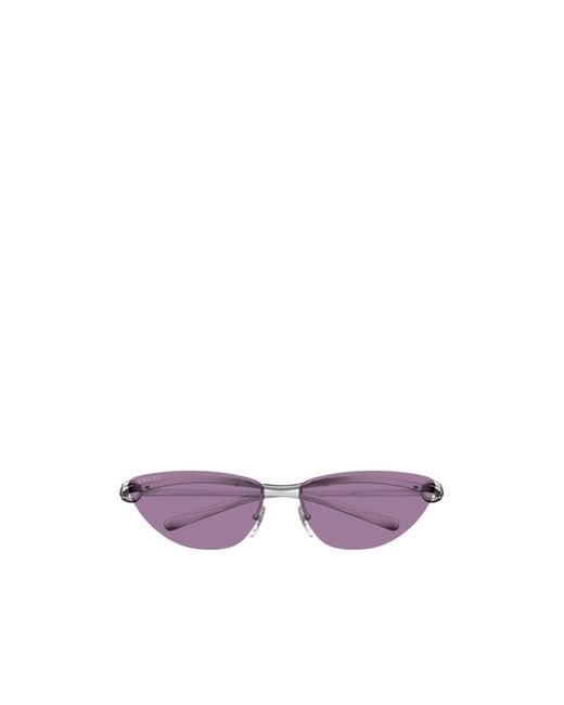 Gucci Purple Eyewear Rimless Oval Sunglasses