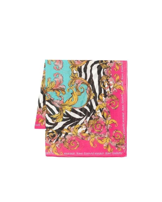 Versace Jeans Pink Animalier Barocco-Print Scarf