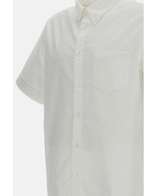 A.P.C. White Short-Sleeved Button-Up Shirt for men