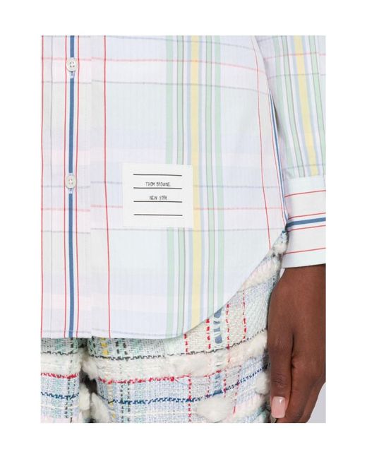 Thom Browne White Checked Seersucker Shirt