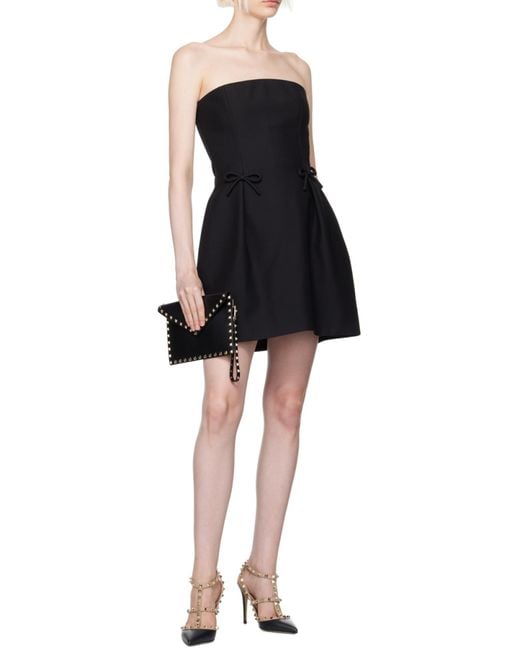 Valentino Black Bow Detailed Straight Hem Strapless Dress