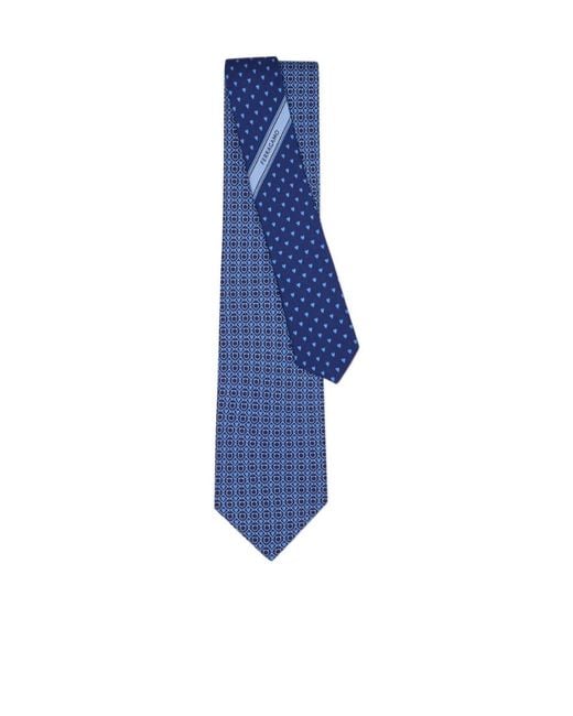 Ferragamo Blue Printed Tie for men