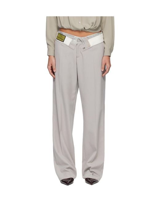 MM6 by Maison Margiela White Asymmetric-Waistband Trousers