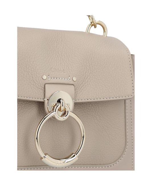 Chloé Natural Chloé Tess Day Logo Detailed Mini Crossbody Bag