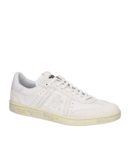 Premiata White Lace-Up Low-Top Sneakers for men