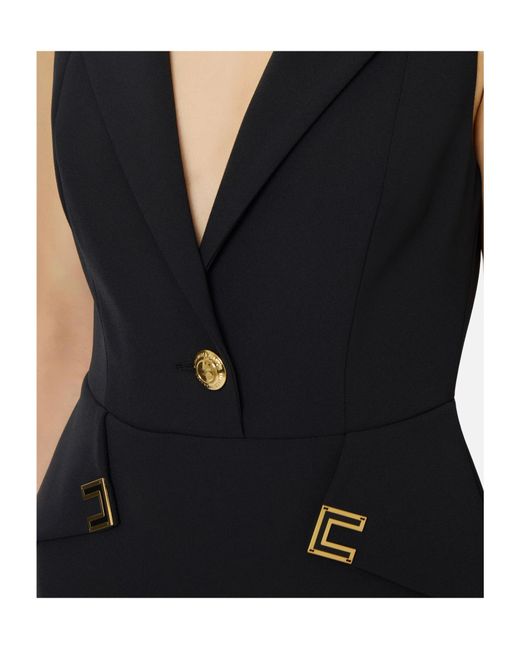 Elisabetta Franchi Black V-Neck Sleeveless Mini Dress