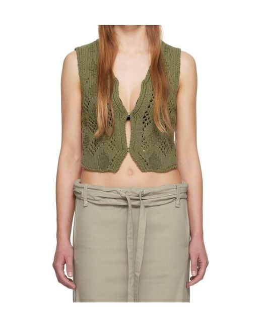 OPEN YY Green Argyle Vest