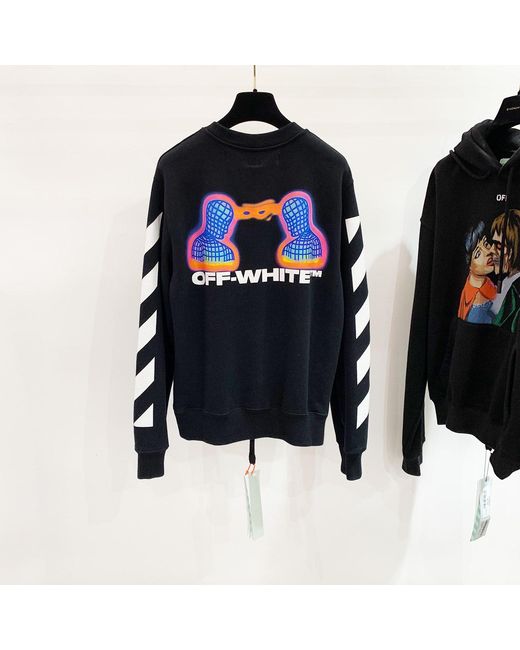 Off-White c/o Virgil Abloh Black Diagonal Stripe Printed Sweater for men