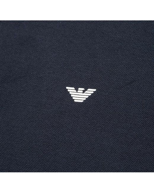 Emporio Armani Blue Logo Printed Short Sleeved Polo Shirt for men