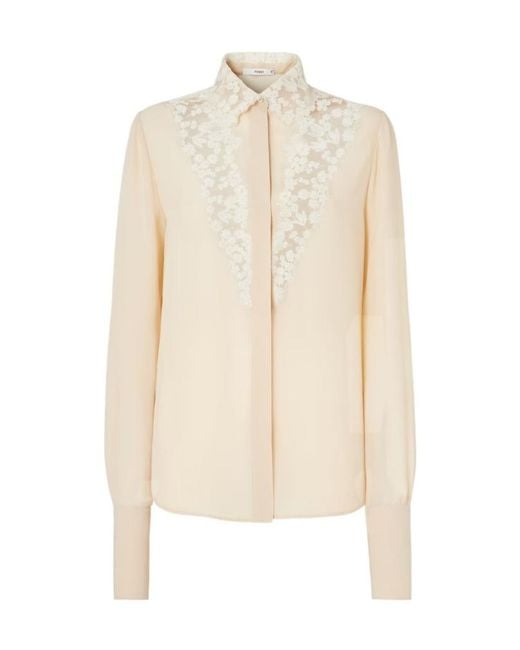 Fendi White Parchment-Colored Georgette Shirt
