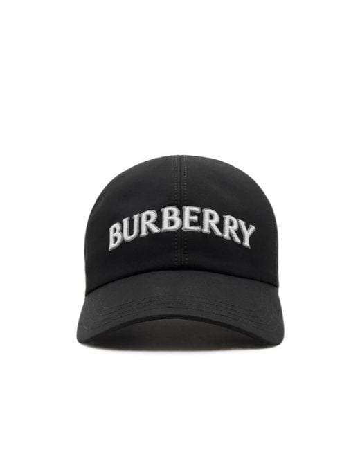 Burberry Black Logo Gabardine Baseball Cap