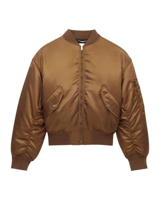 Saint Laurent Brown Zip-Up Padded Bomber Jacket