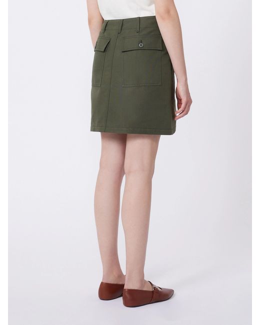 Weekend by Maxmara Green Water-Repellent Canvas Mini Skirt