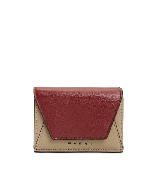Marni Red Logo-Embossed Envelope Foldover Wallet for men