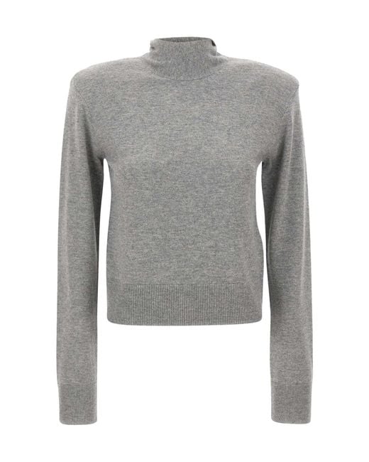 ROTATE BIRGER CHRISTENSEN Gray Tie-Neck Sweater