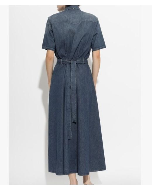 Valentino Blue Collared Short-Sleeved Dress