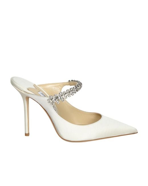 Jimmy Choo White Crystal-Embellished Pointed-Toe Pumps