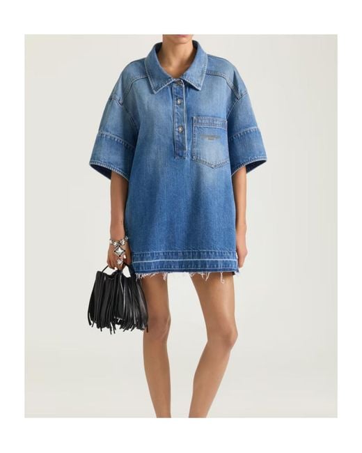 Givenchy Blue Short Cocoon Shirt Dress