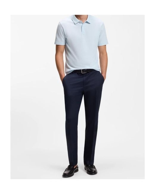 Boss White Cotton-Blend Polo Shirt With Bubble-Structured Jacquard for men