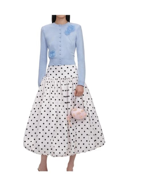 Self-Portrait Blue Floral Appliqué Cropped Cardigan