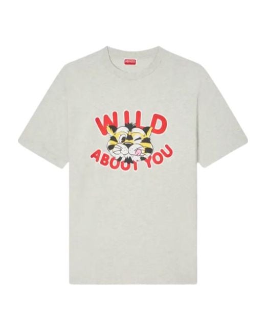 KENZO White Short Sleeve Crewneck T-Shirt for men