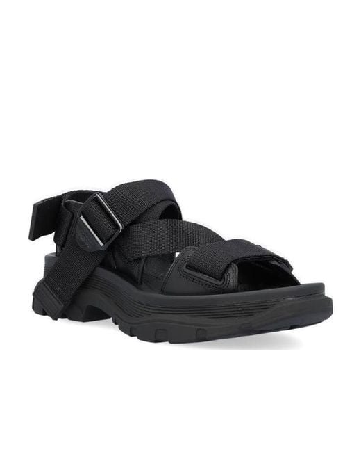 McQueen Black Tread Strapped Sandals