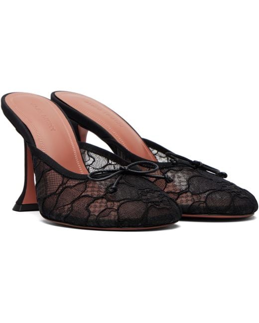 AMINA MUADDI Black Lila 95 Lace Mules