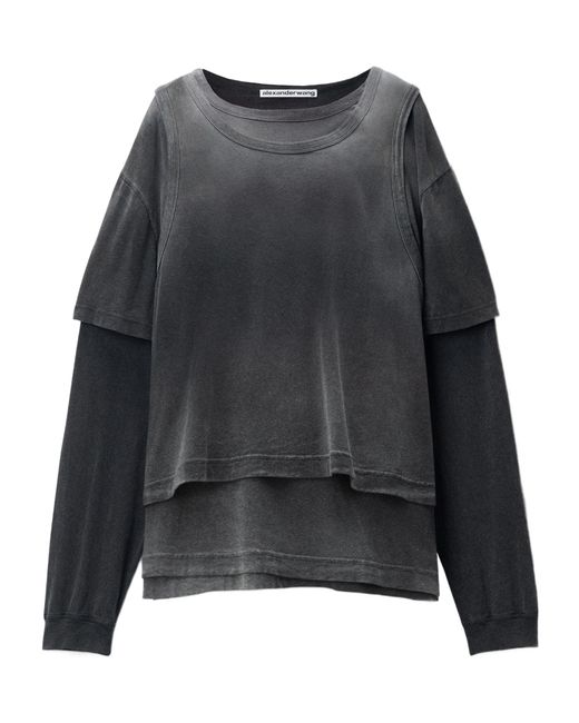 Alexander Wang Gray Oversize Triple-Layer T-Shirt for men