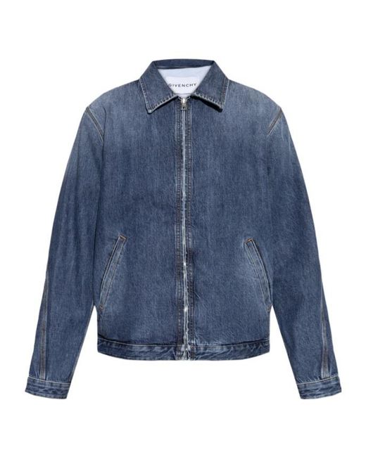 Givenchy Blue Zip-Up Denim Jacket for men