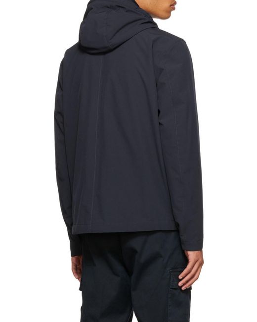 Stone Island Blue Hoded Zipper Casual Jacket for men