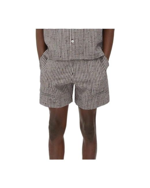 Bottega Veneta Gray Logo Detailed Checkered Shorts for men