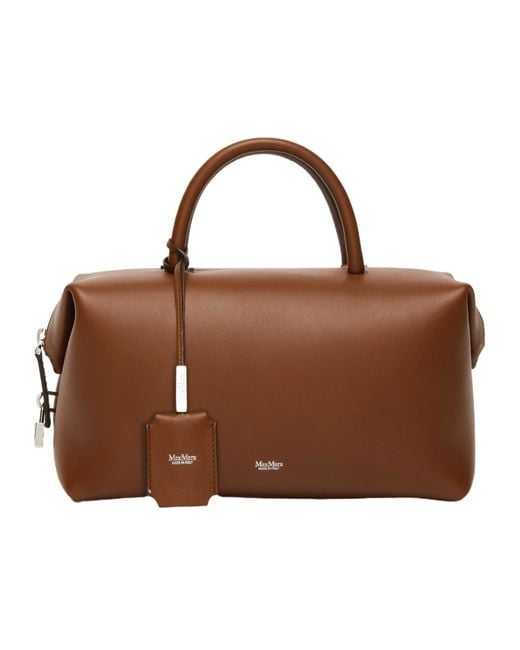 Max Mara Brown Medium Natural Leather Bowler Bag