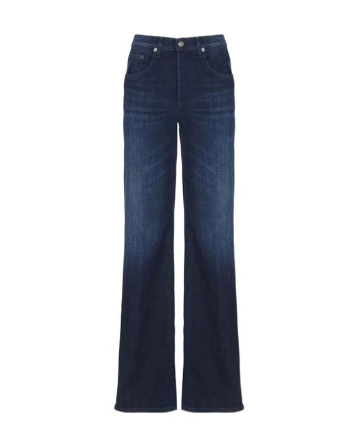 Dondup Blue Jewel Button Wide-Leg Jeans