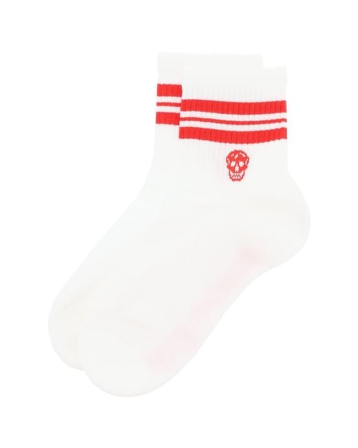 McQueen White Logo Intarsia Socks