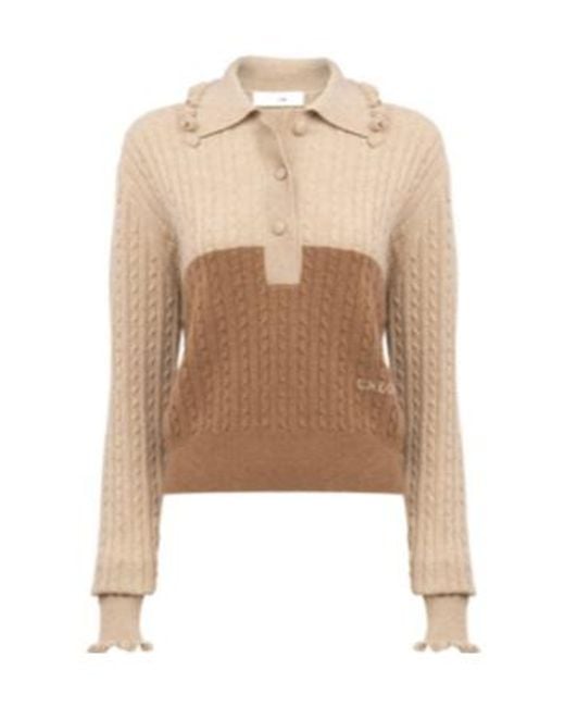 Chloé Natural Chloé Collared Knit Jumper