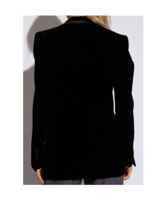 Tom Ford Black Single-Breasted Velvet Blazer
