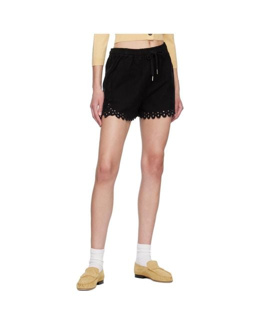 Isabel Marant Black Balyme Broderie-Anglaise Shorts