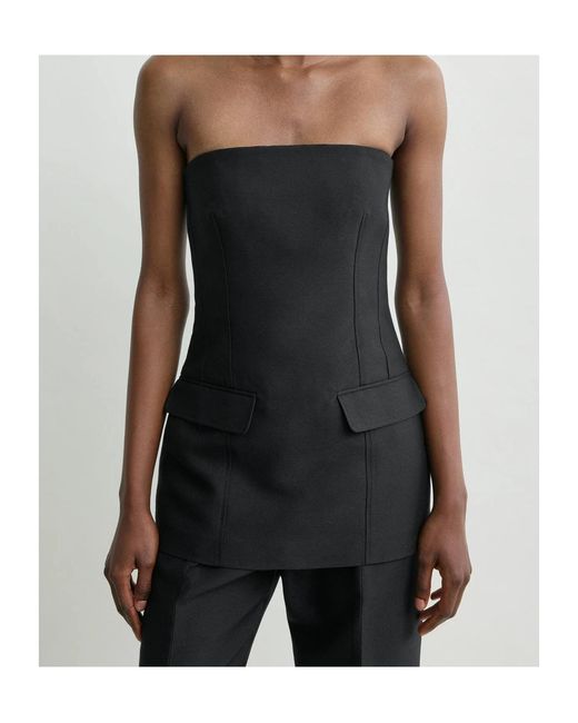 Totême  Black Totême Off-Shoulder Pocket Detail Top