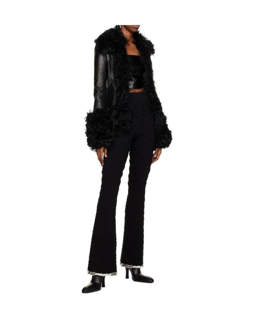 Ambush Black High-Waisted Monogram Flared Trousers