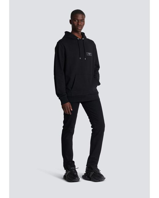 Balmain Blue Iconic Cotton Hoodie for men