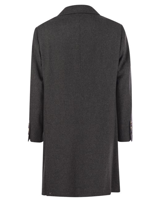 Brunello Cucinelli Black Wool And Cashmere Coat for men