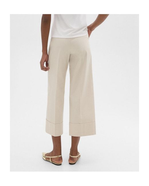Theory White High-Waist Cuff Pants