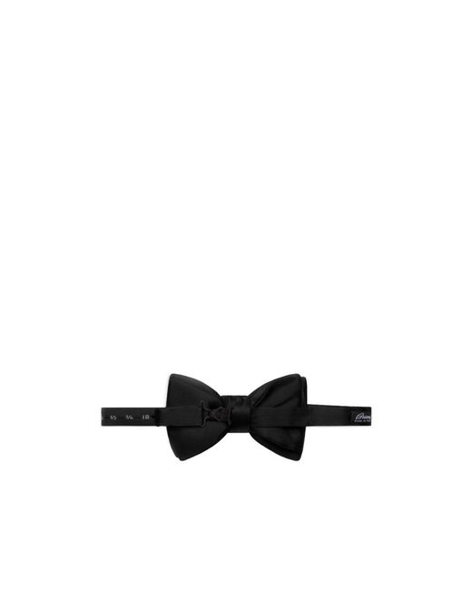 Brioni Black Satin Pre-Tied Bow Tie for men