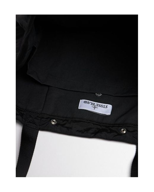 Stone Island Black Coated Nylon Tote Bag for men